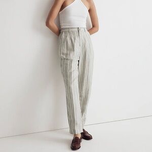 Madewell- The Tailored Tapered Pant in Striped Linen-Blend